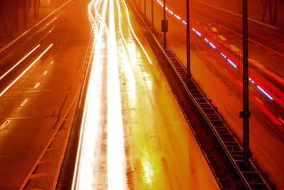 Railroad tracks on road