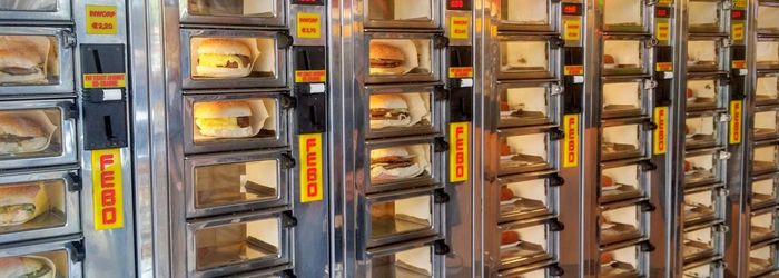 Panoramic view of burgers in vending machine