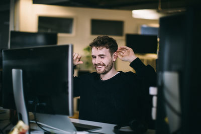 Man working on table