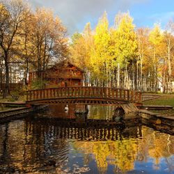 Bridge over canal against sky