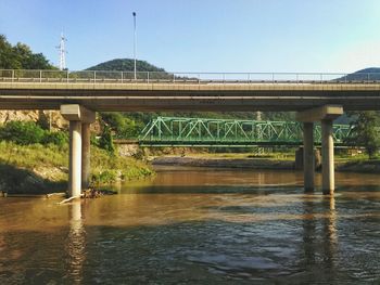 Bridge over river against clear sky