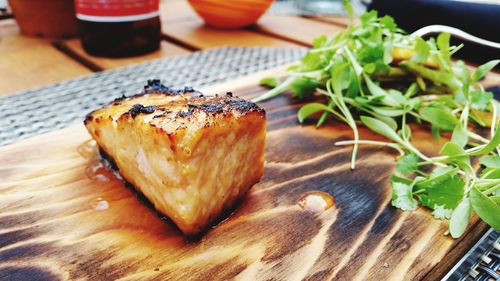 Close-up of food on table