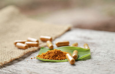 Close-up of food on table