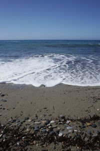 Scenic view of sea against clear sky