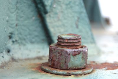 Close-up of rusty metal on wall