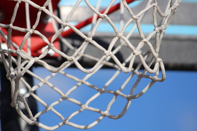 Close-up of chainlink fence against clear sky