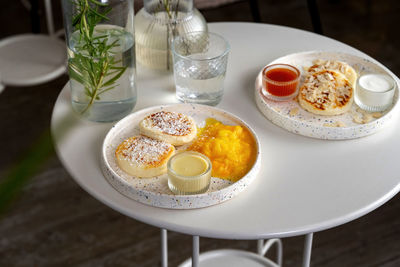 High angle view of food on table