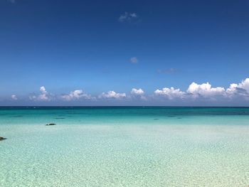 Scenic view of sea against blue sky