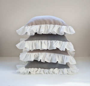 Stack of pillows on table