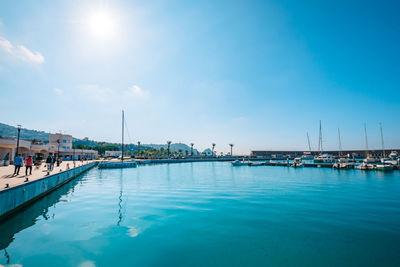 View of boats in harbor