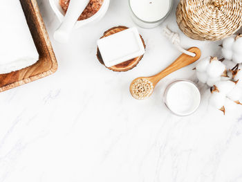 High angle view of food on table