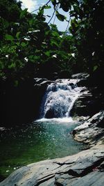 Scenic view of waterfall