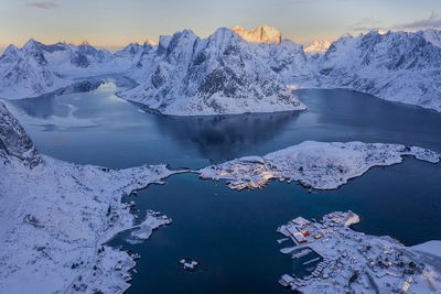 Scenic view of frozen lake against sky