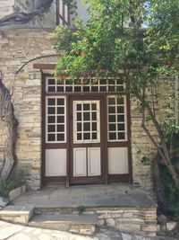 Closed door of building