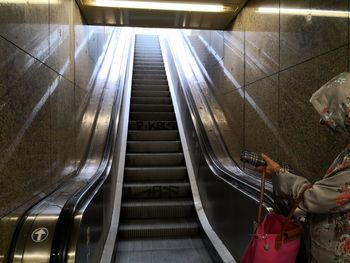 High angle view of escalator