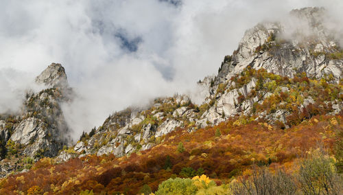 Scenic view of mountain against sky during autumn