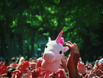 Pink unicorn puppet