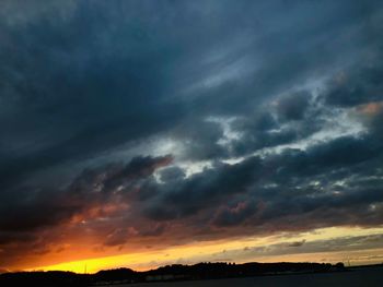 Scenic view of dramatic sky during sunset
