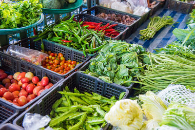 Fresh vegetables at traditional asian market. can be used as food background