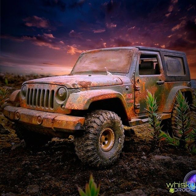 transportation, mode of transport, abandoned, land vehicle, obsolete, sky, car, damaged, run-down, old, deterioration, cloud - sky, rusty, field, outdoors, stationary, weathered, day, travel, cloud