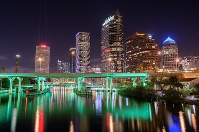 City lit up at night
