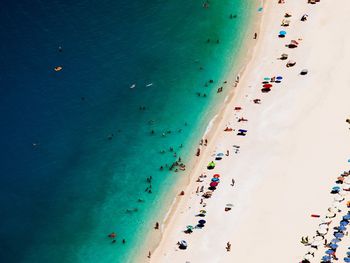 High angle view of people at beach