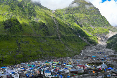 High angle view of townscape against sky