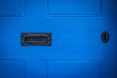 Full frame shot of closed blue door