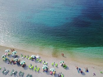 High angle view of people at beach