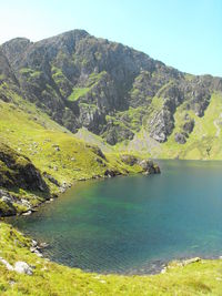 Scenic view of mountain lake