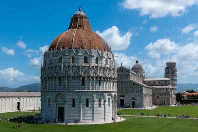 Italy, pisa, july 26, 2023. the piazza dei miracoli or cathedral square of pisa,