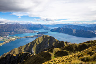 Scenic view of mountains against sky