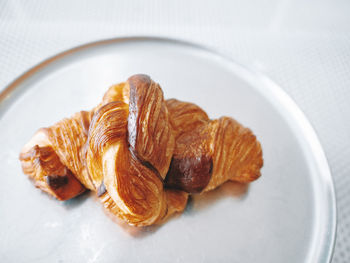 High angle view of bread in plate