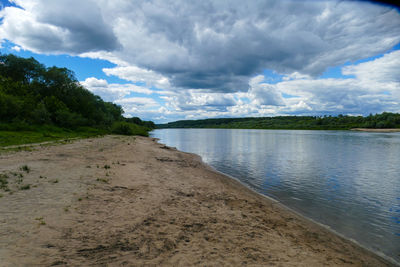 Scenic view of beach against sky