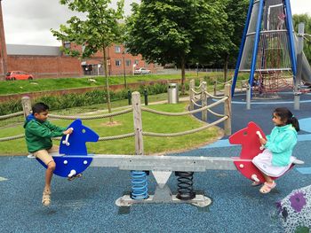 Boy playing in park