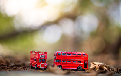 Close-up of toy car on table
