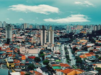 High angle view of townscape against sky