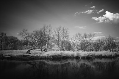 Scenic view of lake against sky