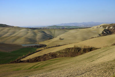 Scenic view of landscape against clear sky