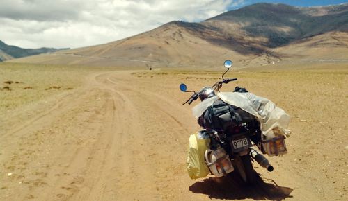 Motorcycle in desert