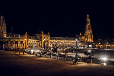 Illuminated buildings at night