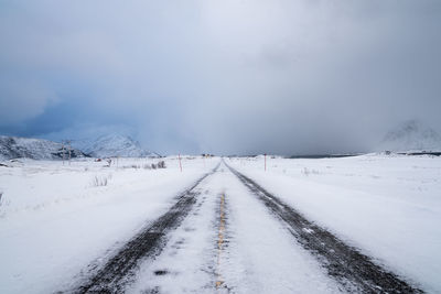 View of snow covered road