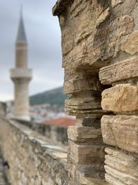 View of old fort against sky in cesme turkey 