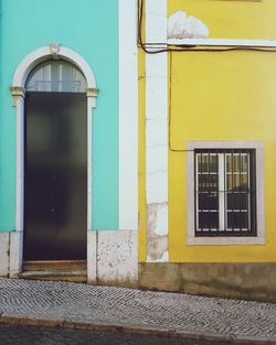 Closed door of building