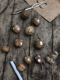 Close-up of christmas decorations on table