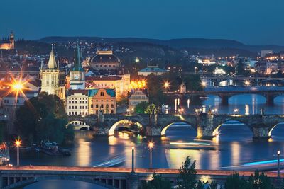 Illuminated city at night