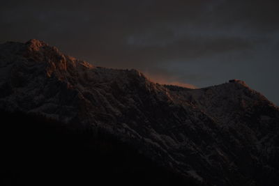 Scenic view of mountains against sky during sunset