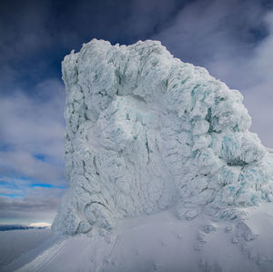 Frozen cliff on top of a glacier in iceland