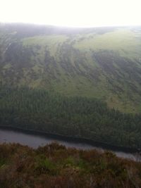 Countryside landscape with lake in foreground