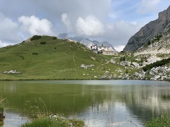 Scenic view of lake against sky